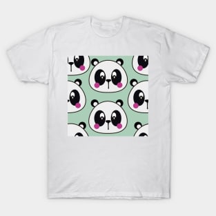 Cute Panda Vector Art Kids Pattern Seamless T-Shirt